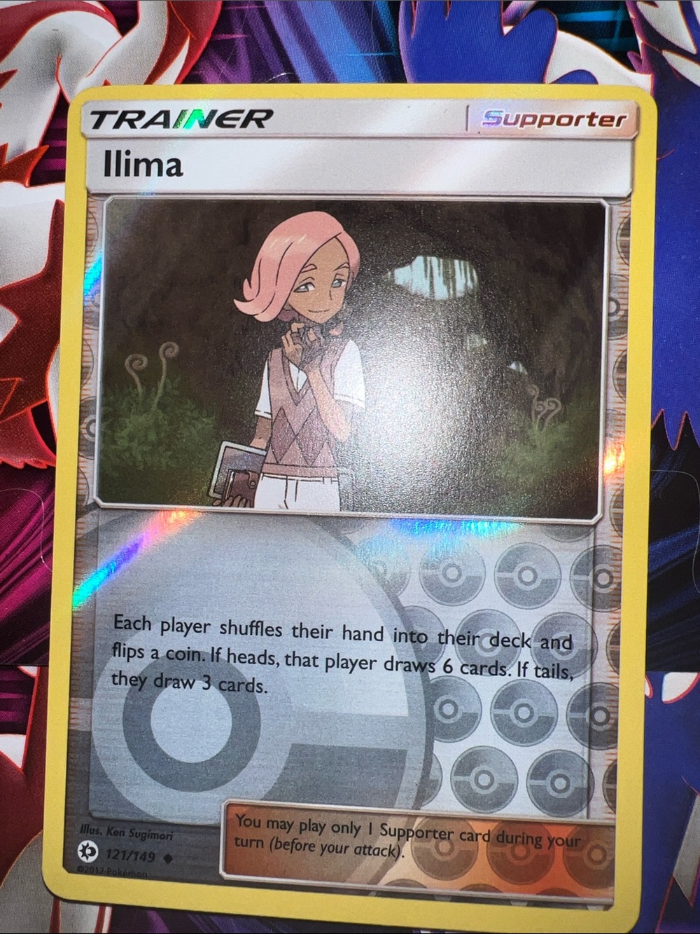 Pokemon Ilima Trainer Card — Pink and Yellow Artwork